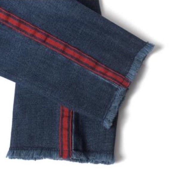 Jack Denim By Janie and Jack Side Stripe Crop Jeans Raw Hem Adjustable Waist - Picture 3 of 14